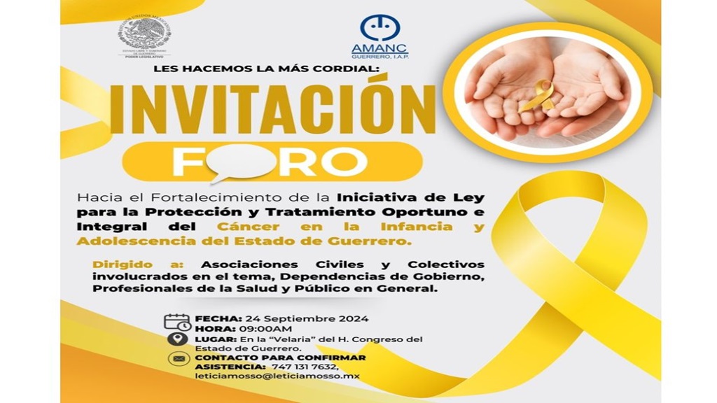 Invita el Congreso a foro sobre iniciativapara el tratamiento integral del Cáncer