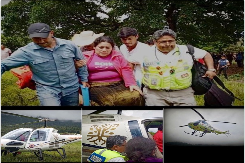 Mujer de la sierra de guerrero es trasladada de emergencia en helicóptero oficial y le salvan la vida