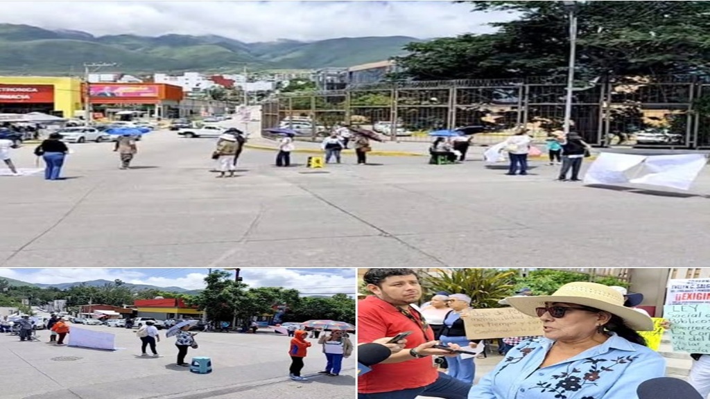 Con bloqueos exigen jubilados del ISSSPEG pago puntual de pensiones