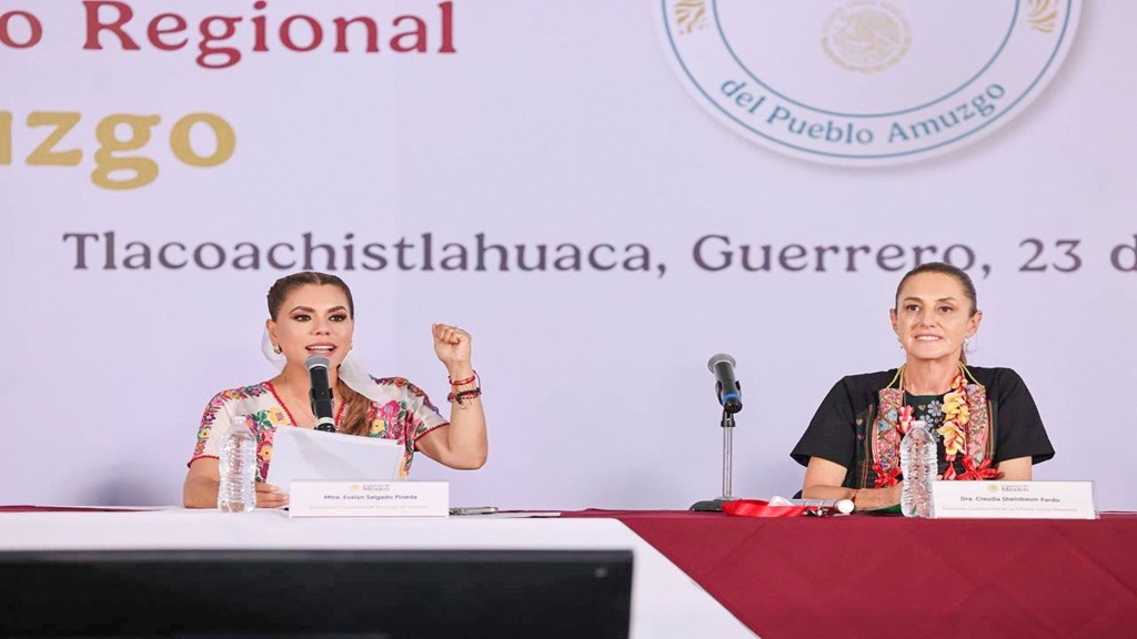 Evelyn Salgado y Claudia Sheinbaum presiden la instalación del Plan de Justicia y Desarrollo Regional del Pueblo Amuzgo
