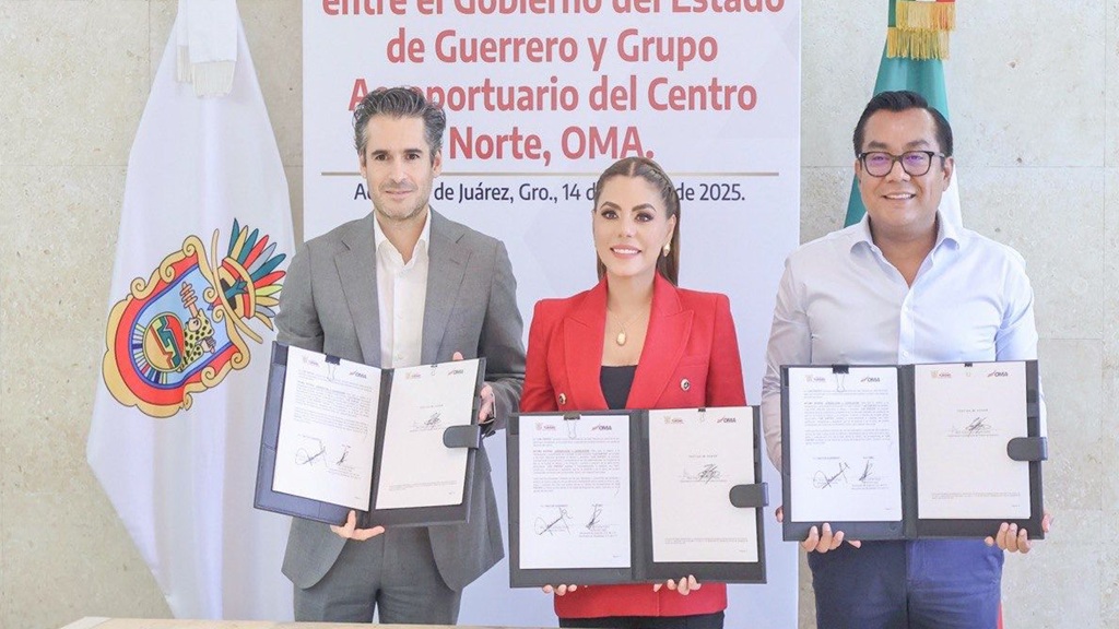 Firma Evelyn Salgado convenio con Grupo Aeroportuario OMA para modernizar los aeropuertos de Acapulco y Zihuatanejo, se prioriza detonar la conectividad aérea