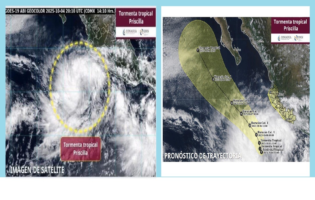 La tarde de este sábado se formó la tormenta tropical “Priscilla”, en el Océano Pacífico: SGIRPCGRO