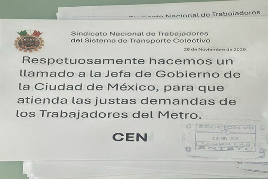 Demandan trabajadores del STC-Metro al Gobierno capitalino atender demandas “legítimas”